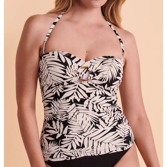 BLEU ROD BEATTIE URBAN OASIS Bandeau Tankini Halter Top Black & White 6 NWT - Picture 4 of 4